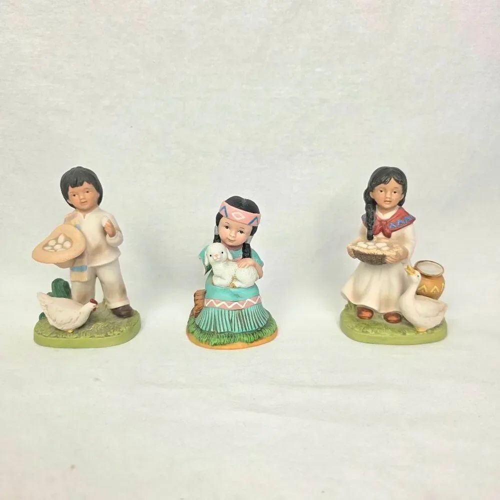 Homco Children Figurines Set Native Farm Decor Lot